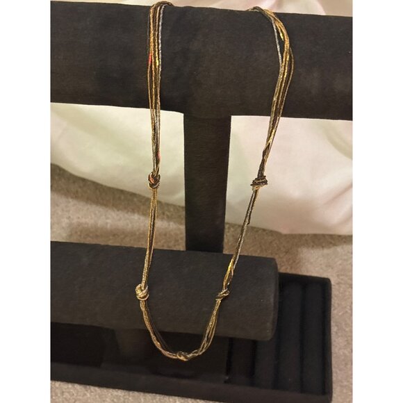 Vintage Napier Multi-Strand Gold & Bronze Knot Necklace Chain - Picture 3 of 9
